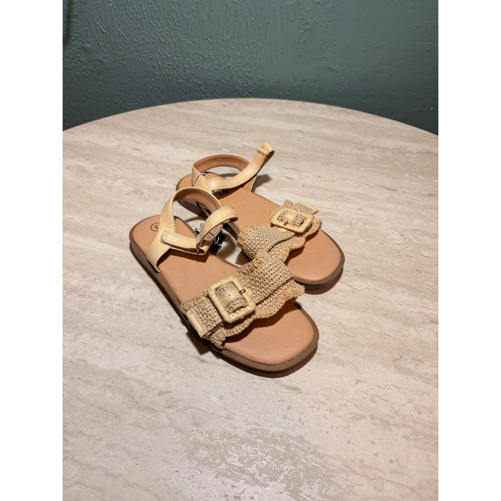 Art Class Girls Beige Woven Buckle Sandals Boho Ankle Strap Size 3 NEW